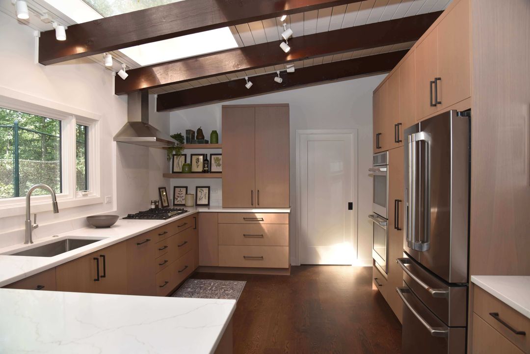 Rift-cut white oak kitchen with warm contemporary design - Riverwoods remodel by Kelly Thayer